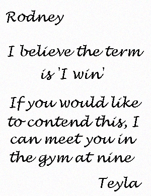 Card for Rodney from Teyla!